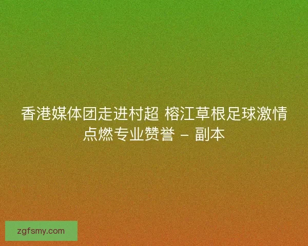 香港媒体团走进村超 榕江草根足球激情点燃专业赞誉 - 副本