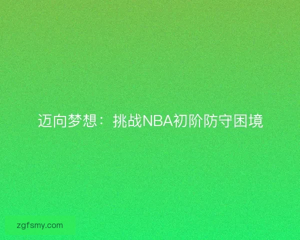 迈向梦想：挑战NBA初阶防守困境