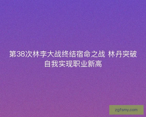 第38次林李大战终结宿命之战 林丹突破自我实现职业新高