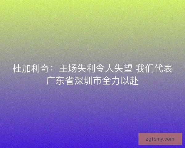 杜加利奇：主场失利令人失望 我们代表广东省深圳市全力以赴