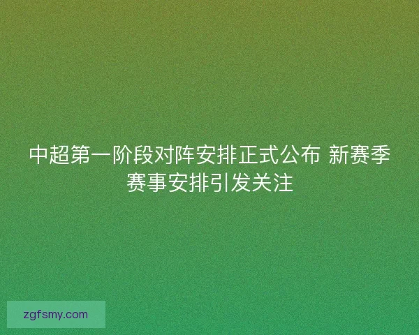 中超第一阶段对阵安排正式公布 新赛季赛事安排引发关注